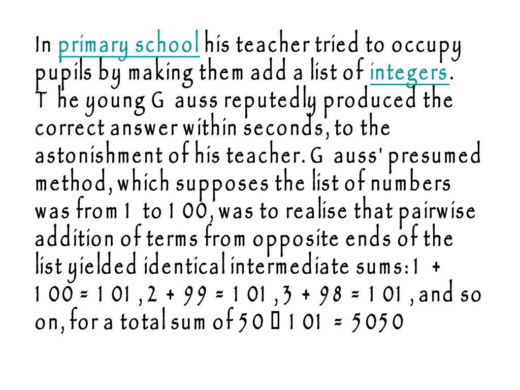 in pupils by making them add a list of t he young