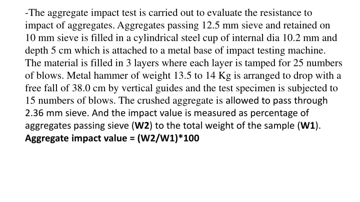 the aggregate impact test is carried