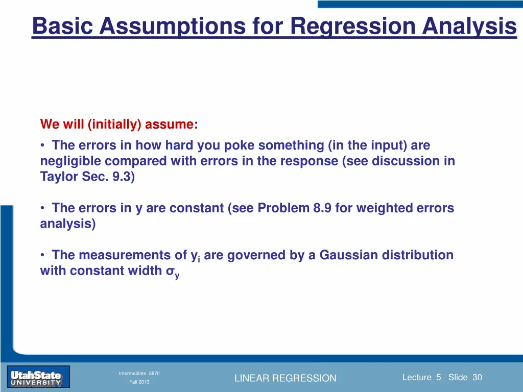 basic assumptions for regression analysis