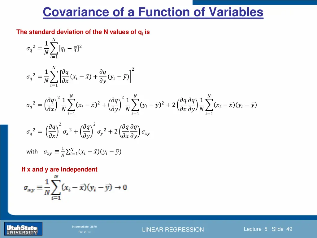 covariance of a function of variables 1