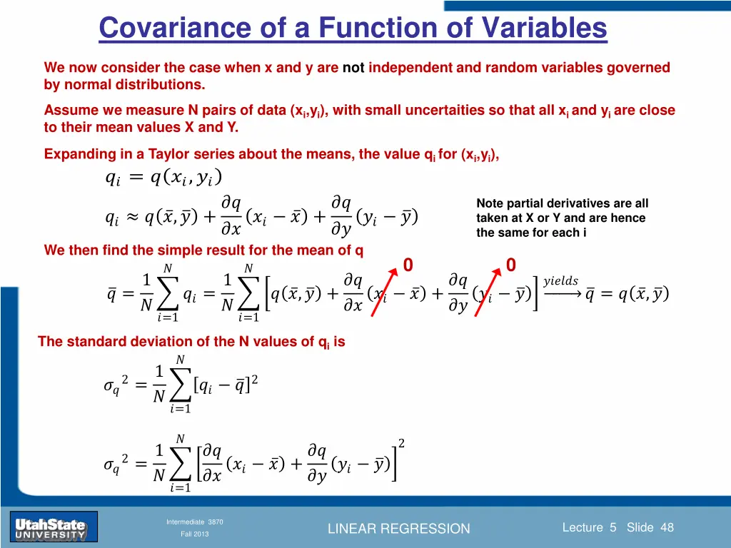 covariance of a function of variables