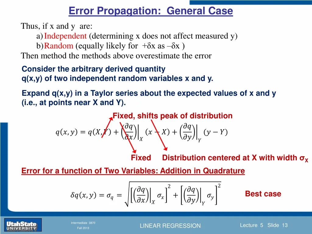 error propagation general case thus