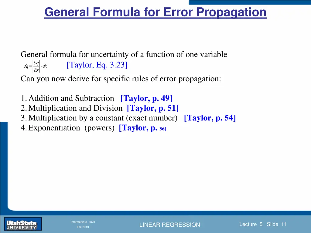 general formula for error propagation