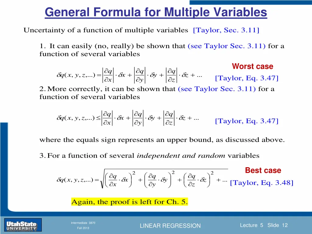 general formula for multiple variables