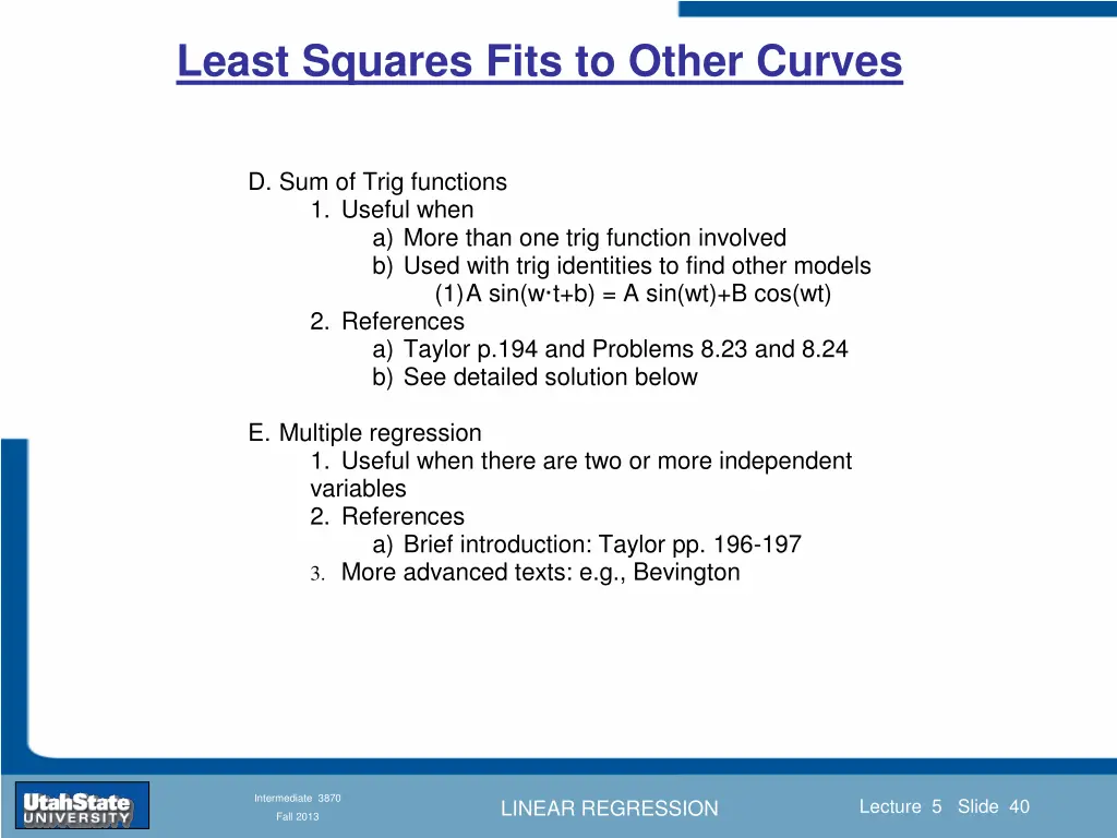 least squares fits to other curves 5