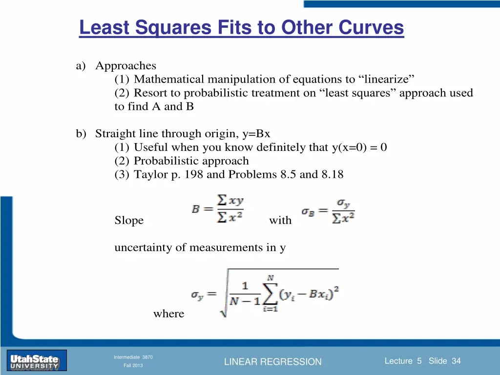 least squares fits to other curves