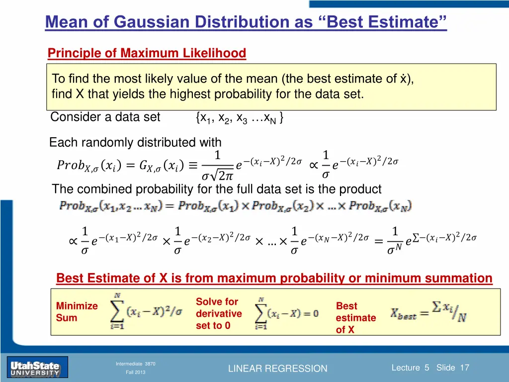 mean of gaussian distribution as best estimate