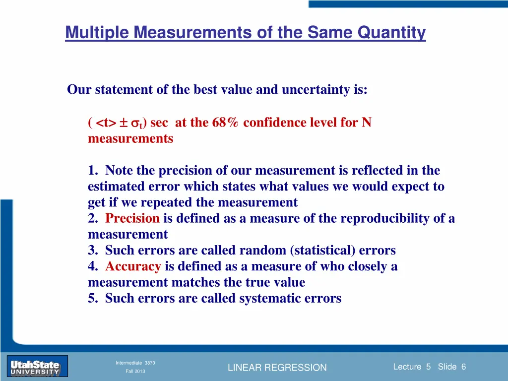 multiple measurements of the same quantity