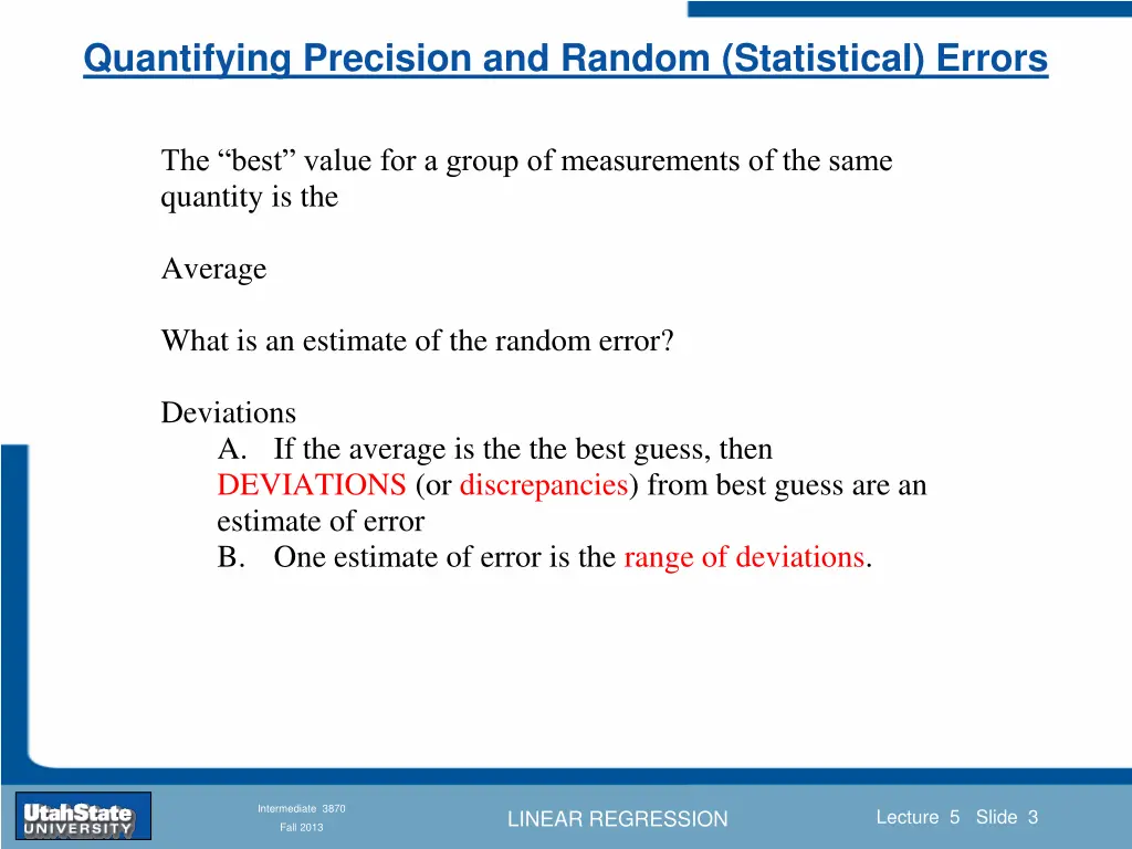 quantifying precision and random statistical