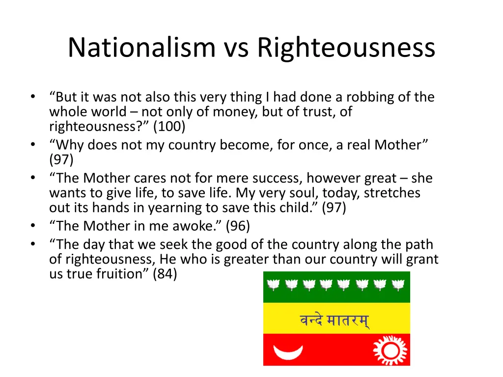 nationalism vs righteousness