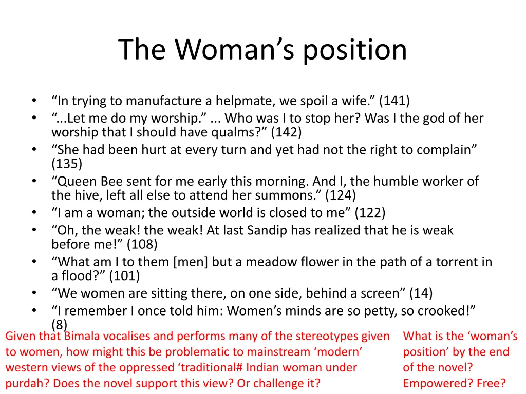 the woman s position