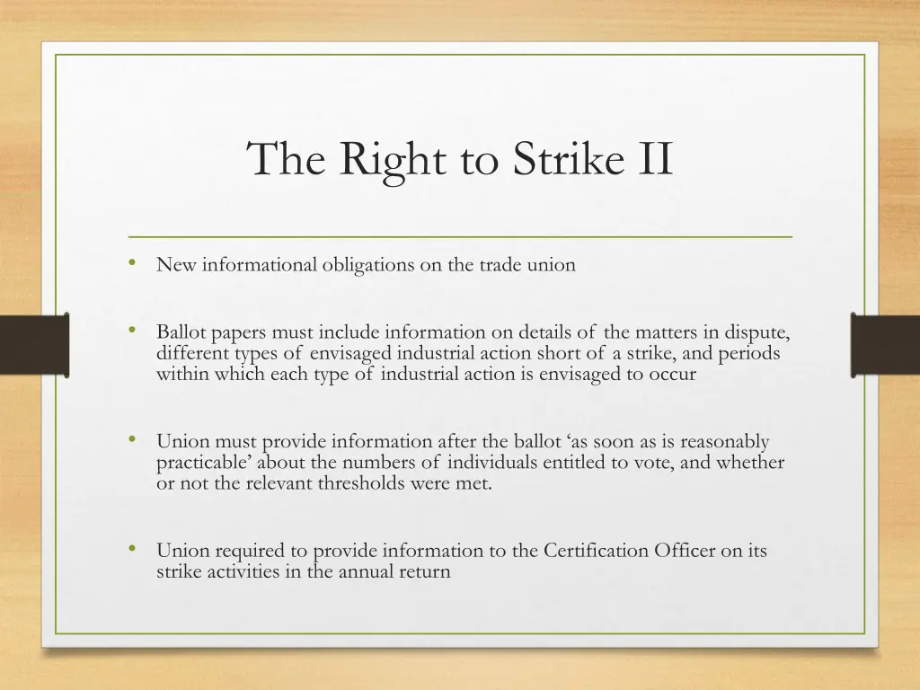 the right to strike ii