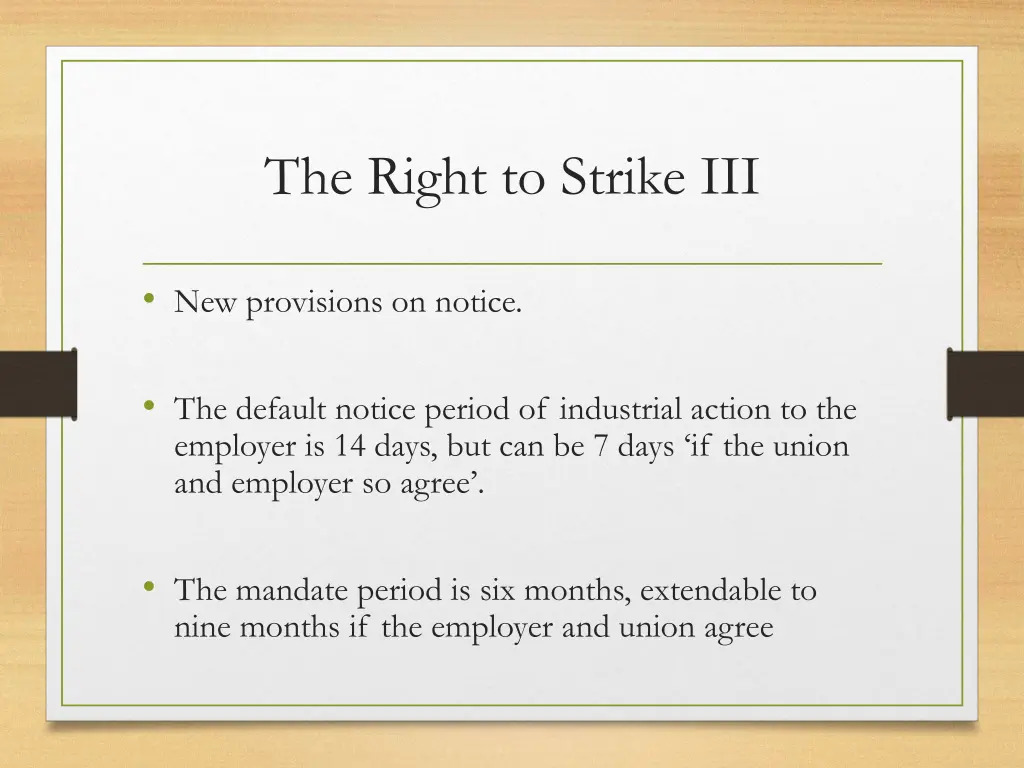 the right to strike iii