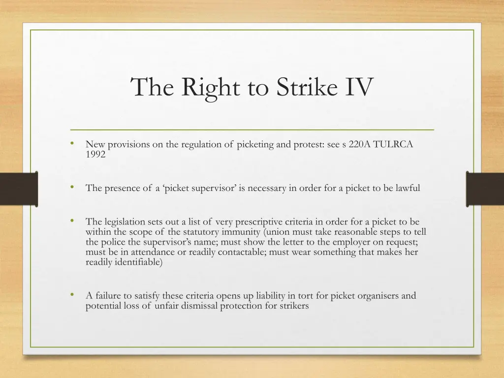 the right to strike iv