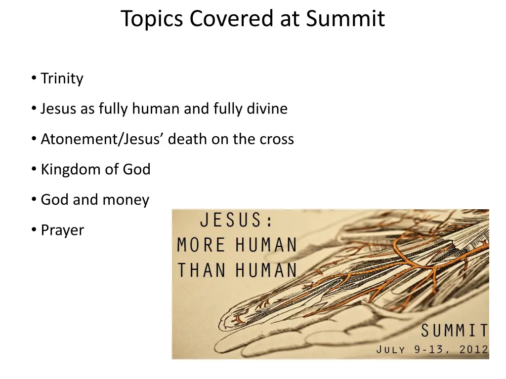 topics covered at summit