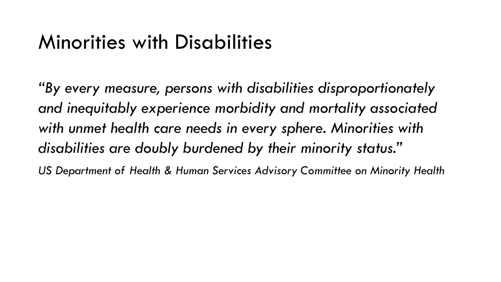 minorities with disabilities