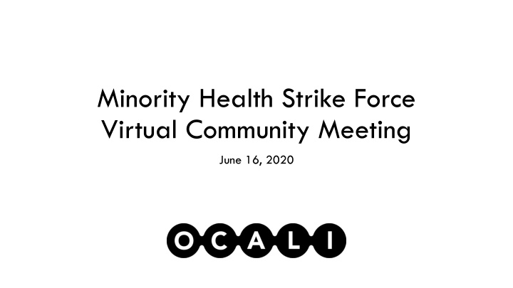 minority health strike force virtual community