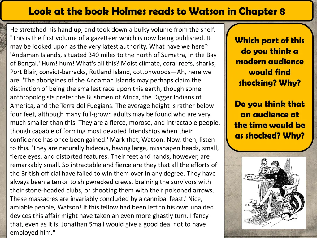 look at the book holmes reads to watson