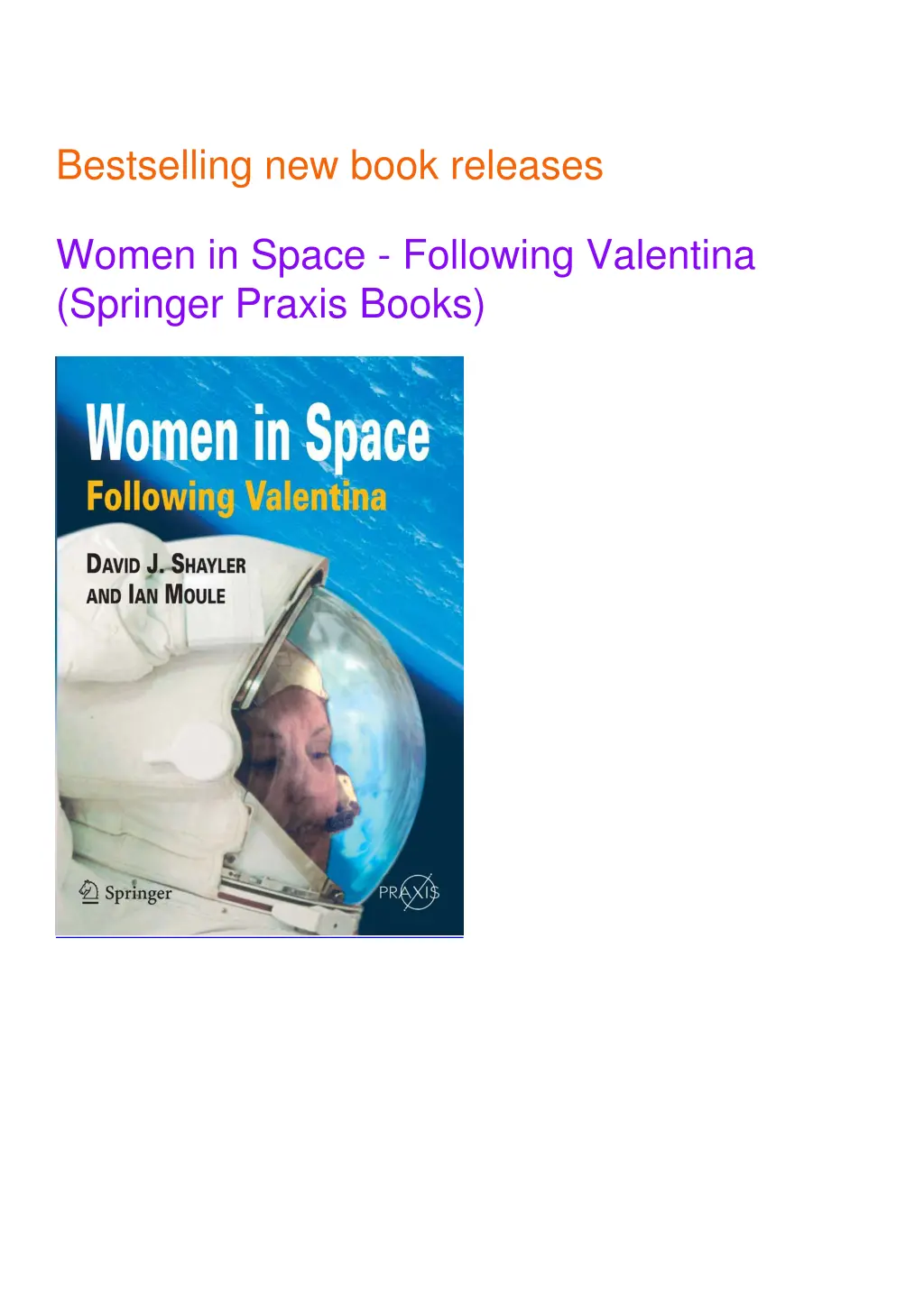 bestselling new book releases women in space