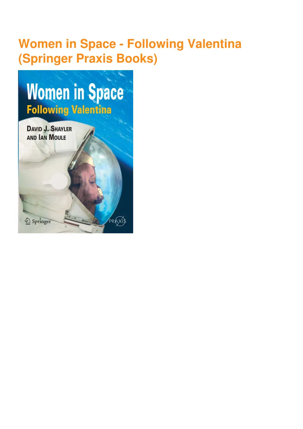 women in space following valentina springer 1