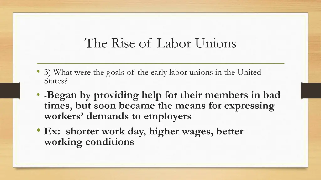 the rise of labor unions