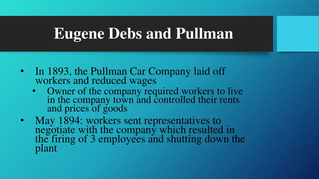 eugene debs and pullman