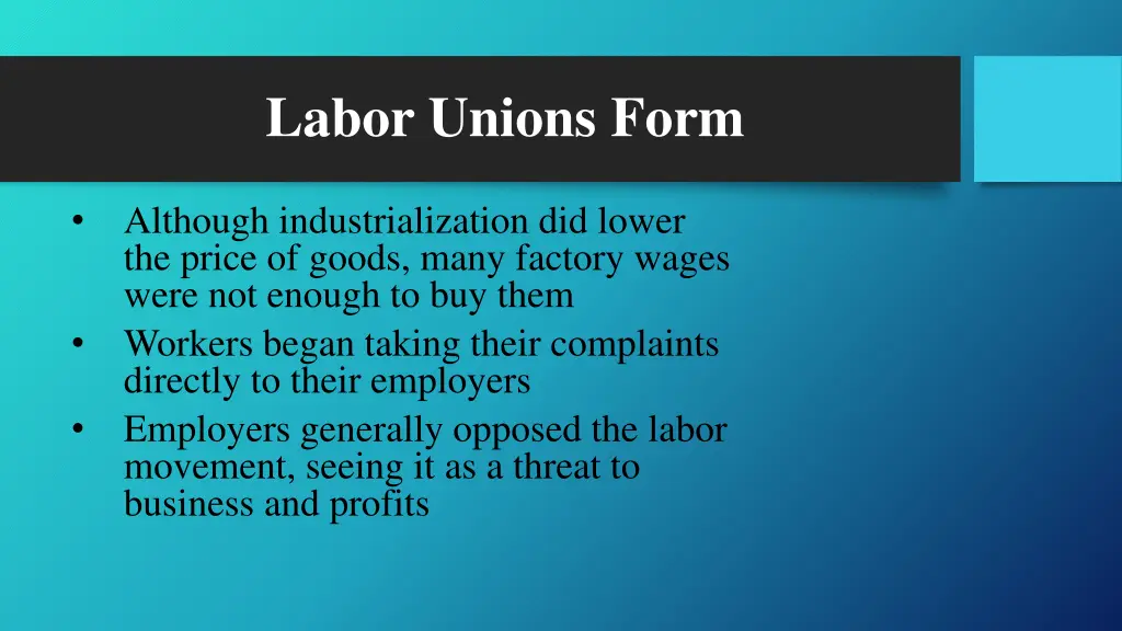 labor unions form