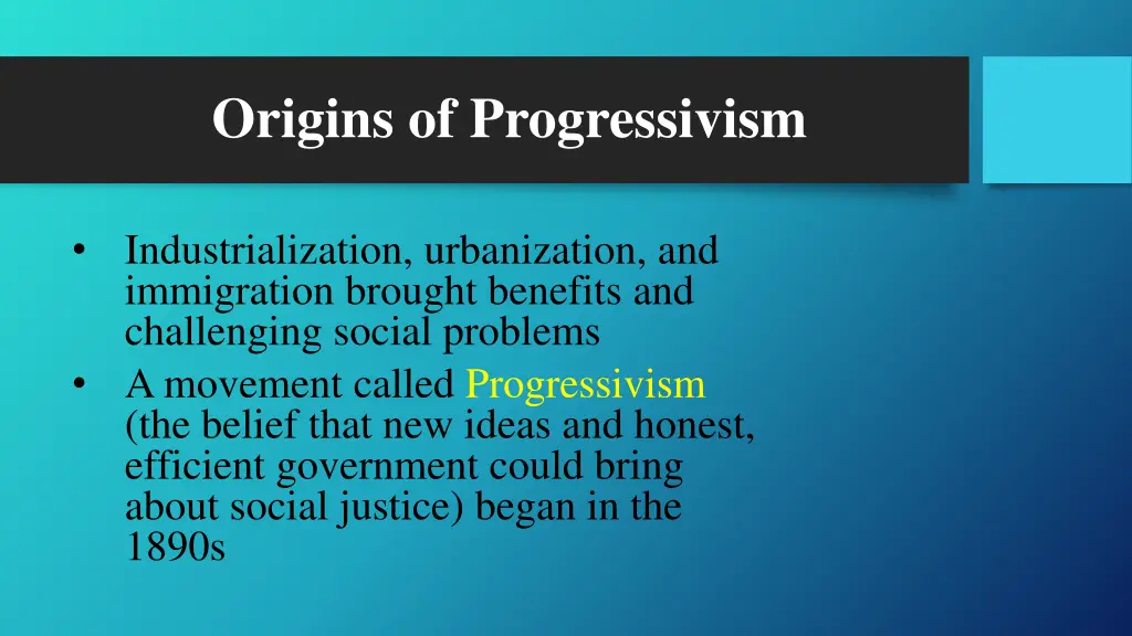 origins of progressivism