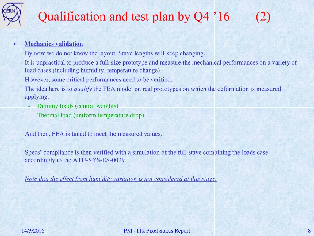 qualification and test plan by q4 16 2