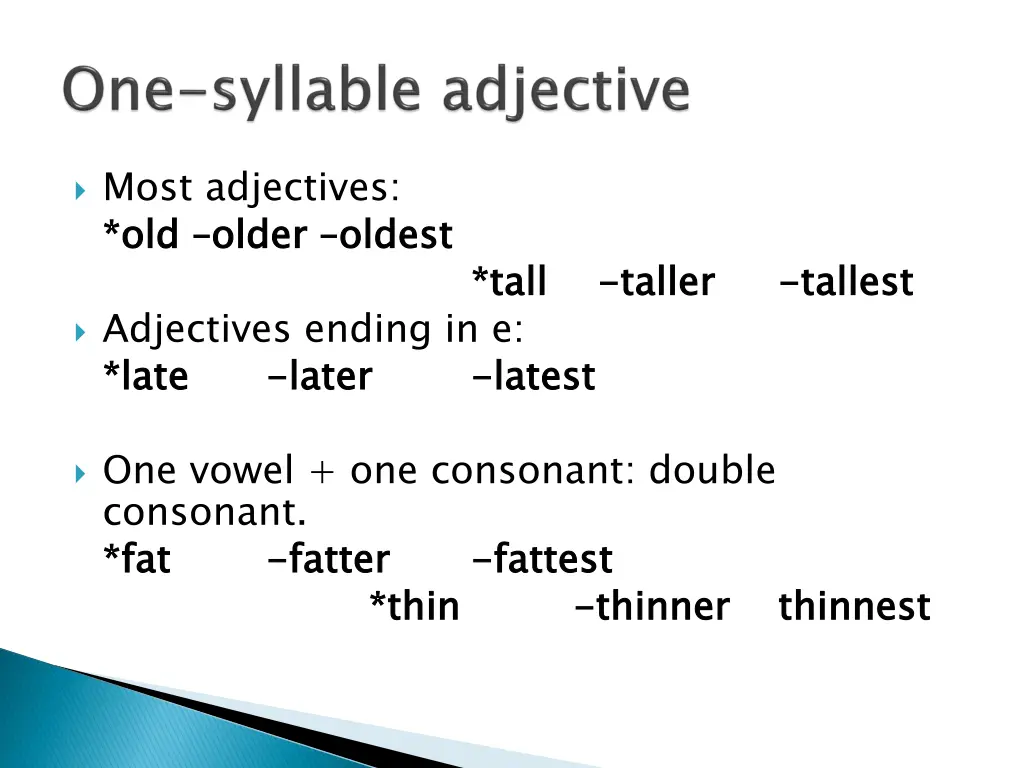 most adjectives old