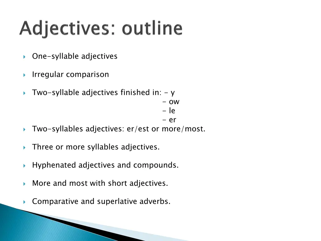 one syllable adjectives