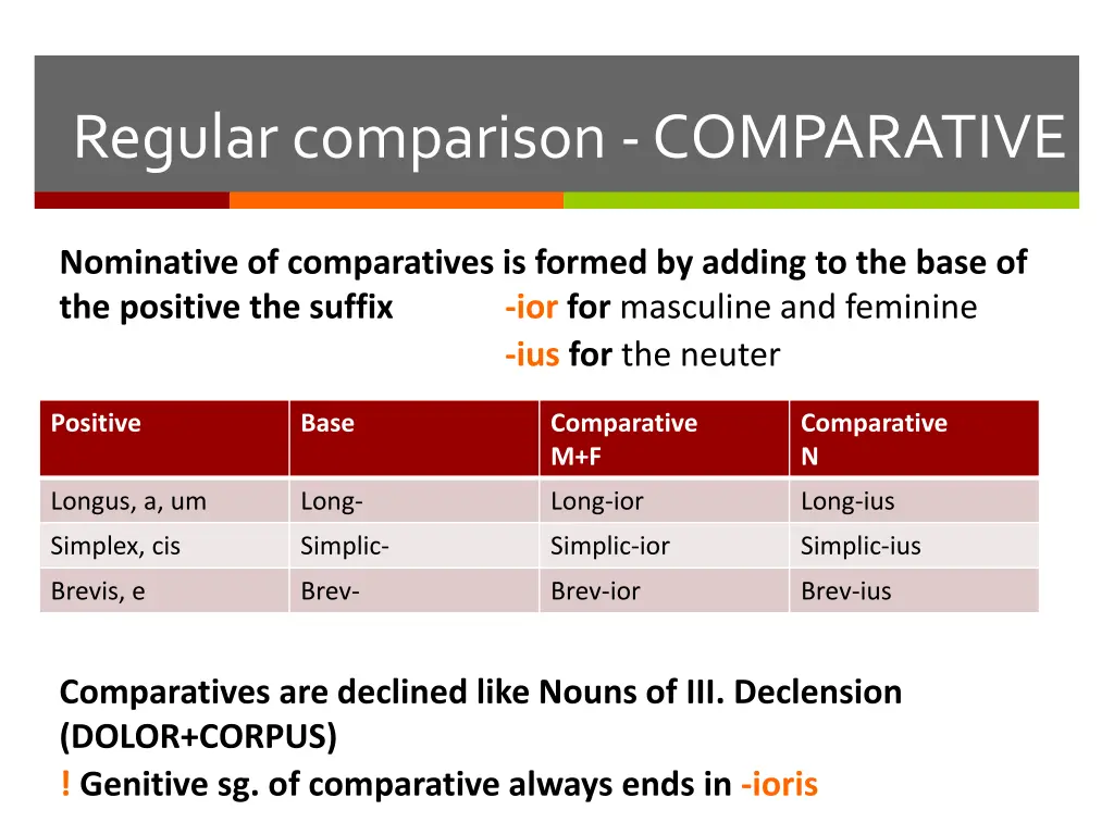 regular comparison comparative