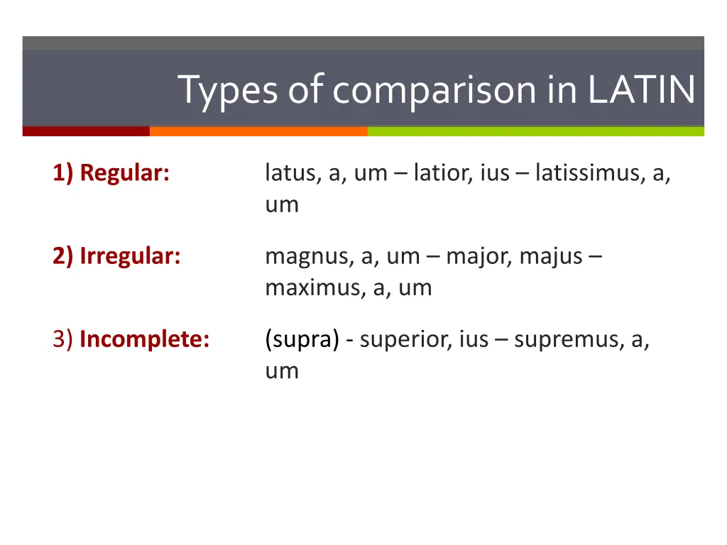 typesofcomparison in latin