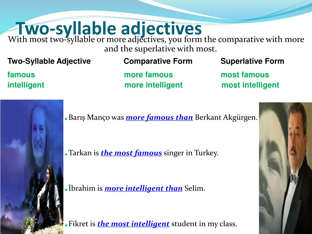 two syllable adjectives with most two syllable