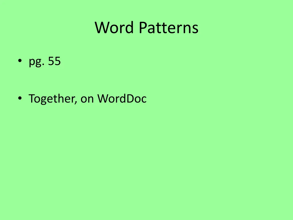 word patterns