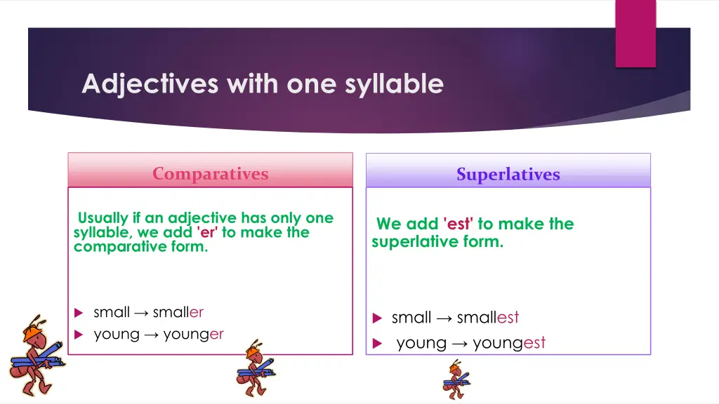 adjectives with one syllable