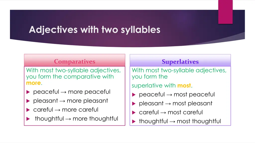 adjectives with two syllables