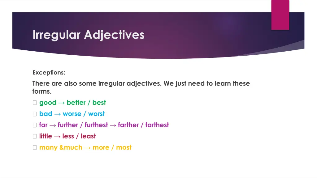 irregular adjectives