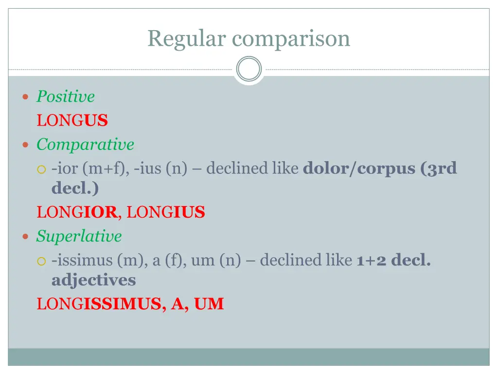 regular comparison