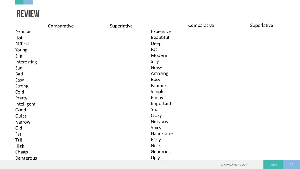 comparative superlative