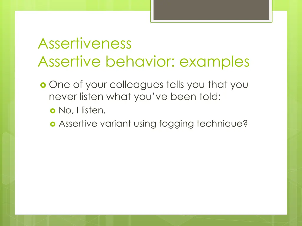 assertiveness assertive behavior examples 10