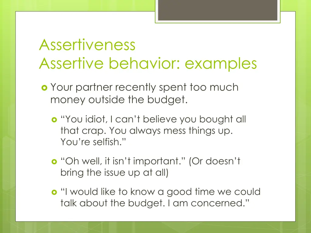 assertiveness assertive behavior examples