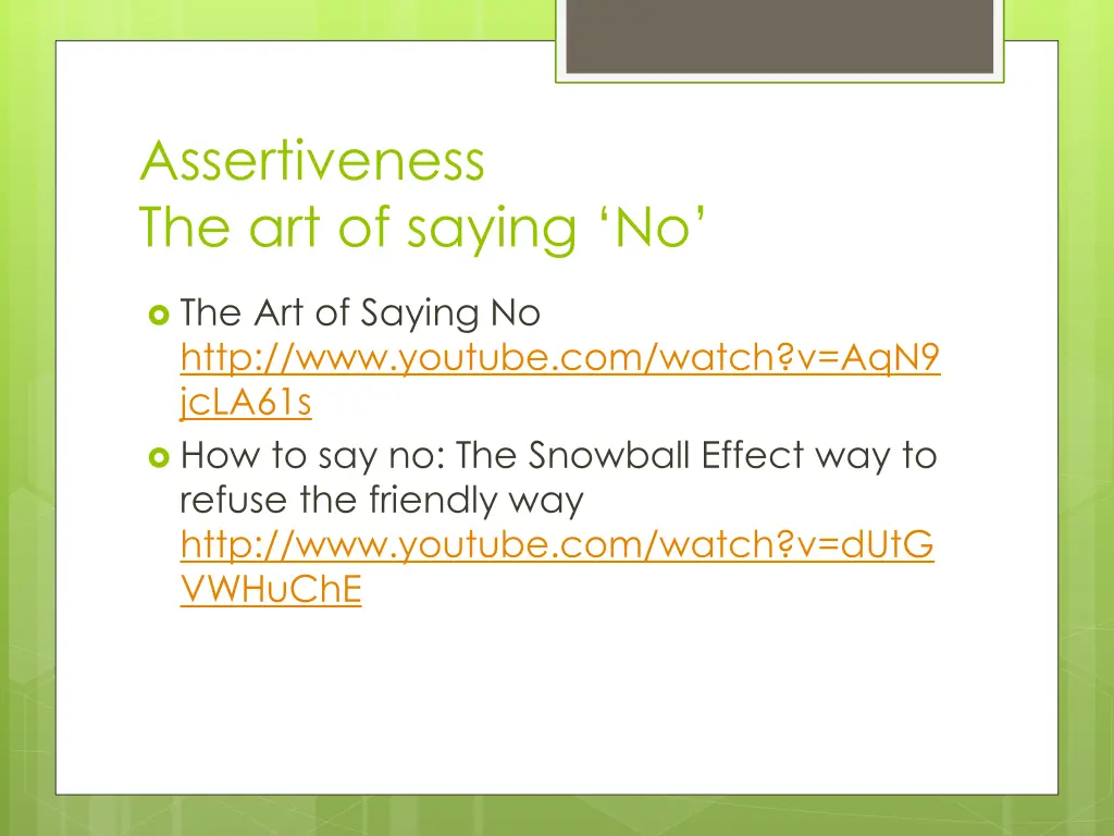 assertiveness the art of saying no