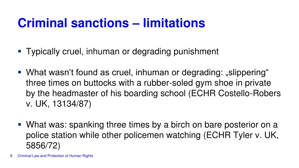 criminal sanctions limitations