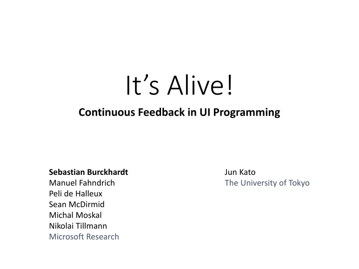 it s alive continuous feedback in ui programming