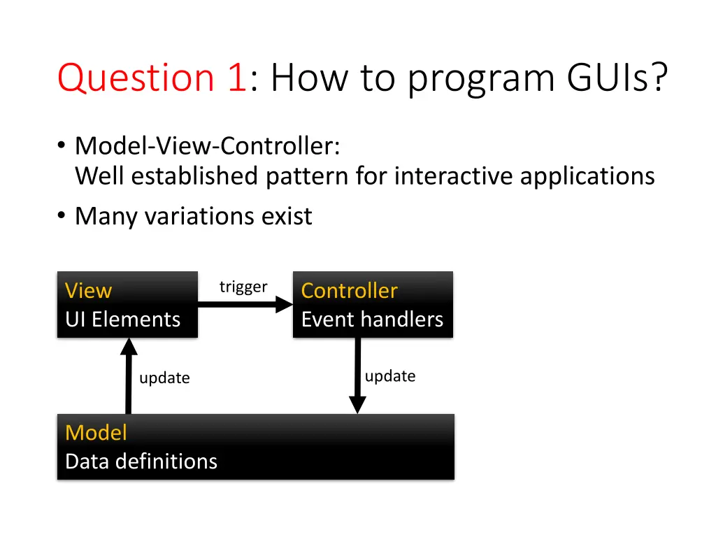 question 1 how to program guis