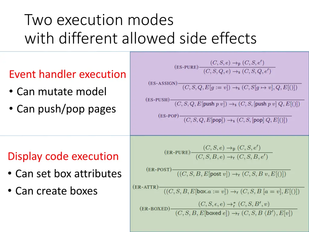 two execution modes with different allowed side