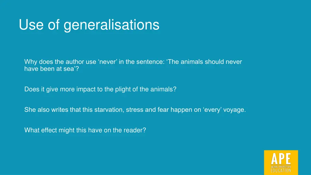 use of generalisations 1