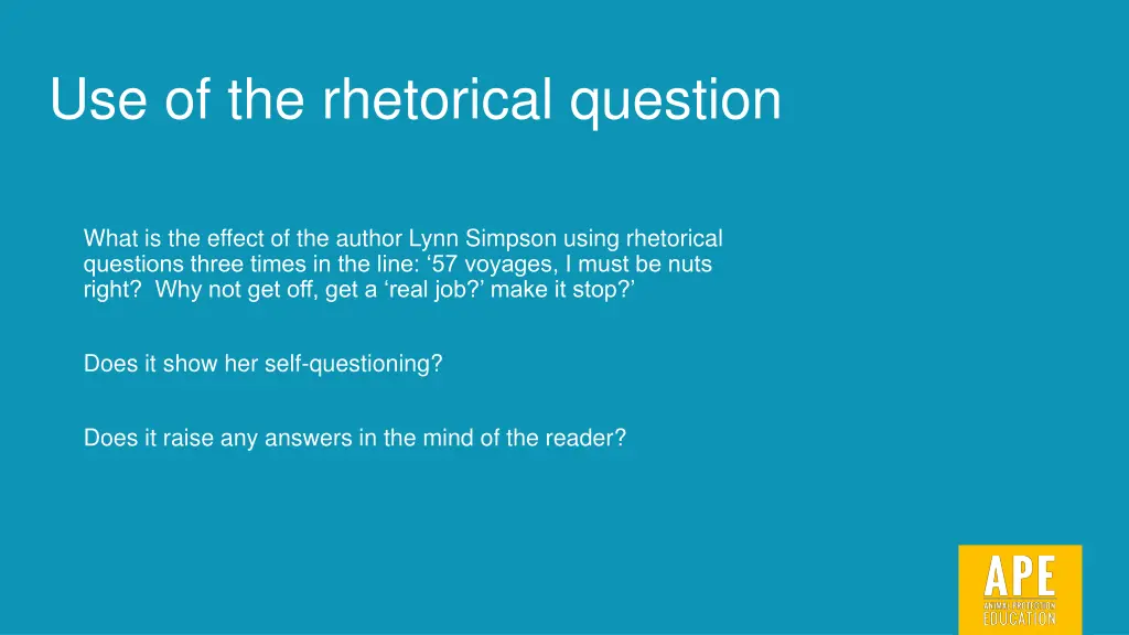 use of the rhetorical question 1