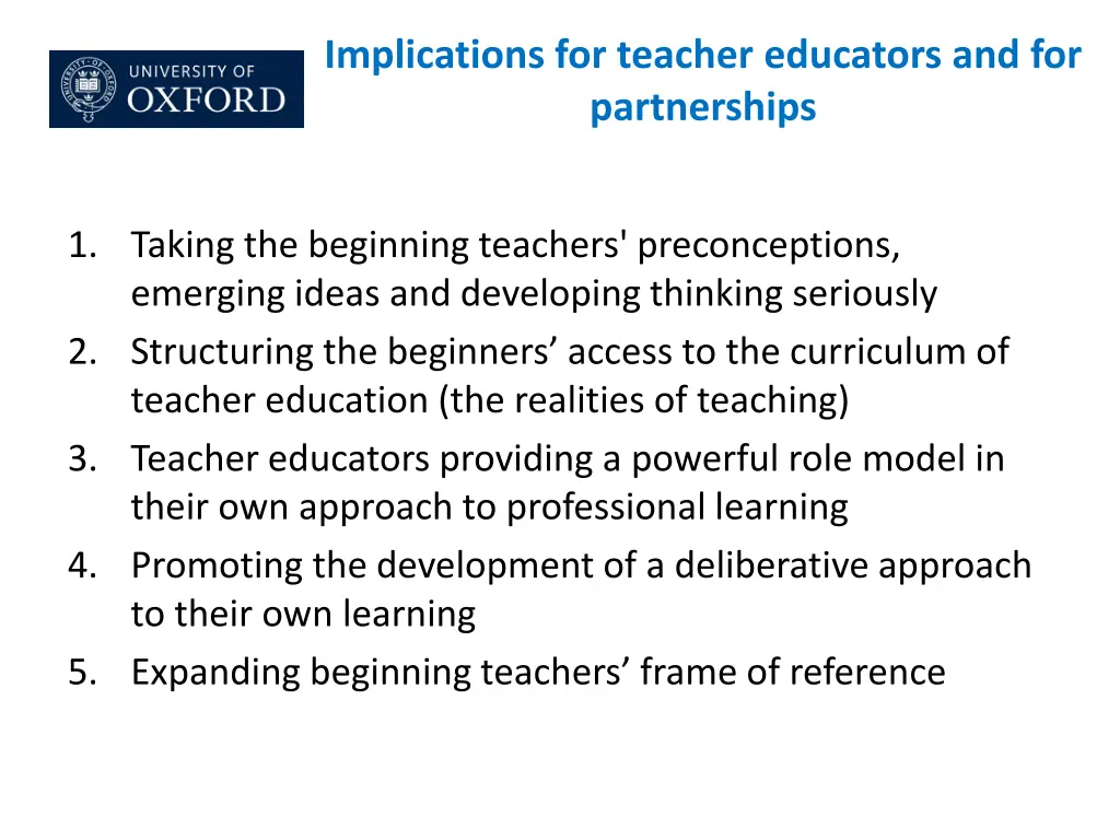 implications for teacher educators